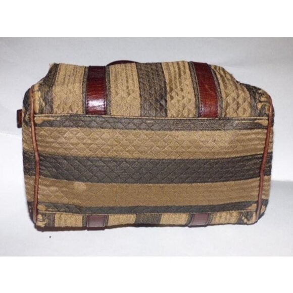 Fendi Pequin Brown Canvas and Leather Satchel Top Handle Key Quilted - Picture 6 of 12